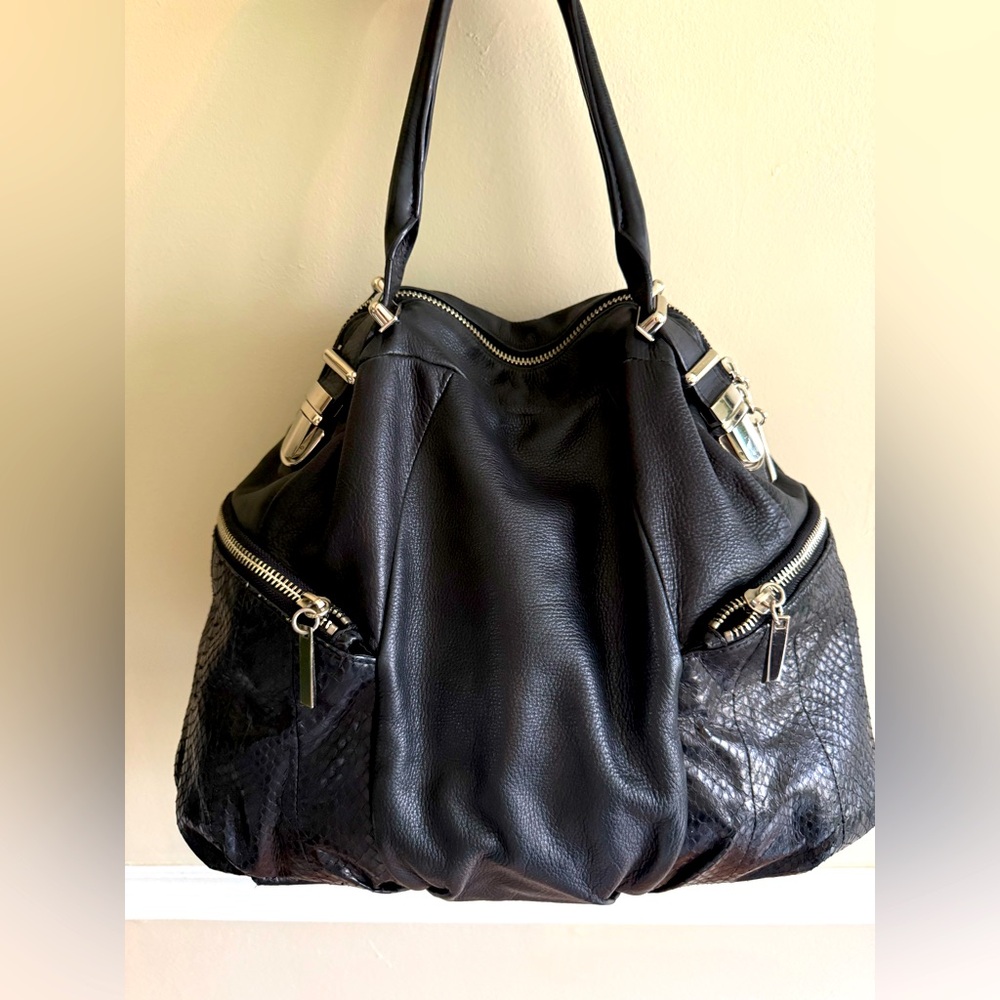 Palethorp HOBO Black Leather and Snakeskin women’s‎ bag.